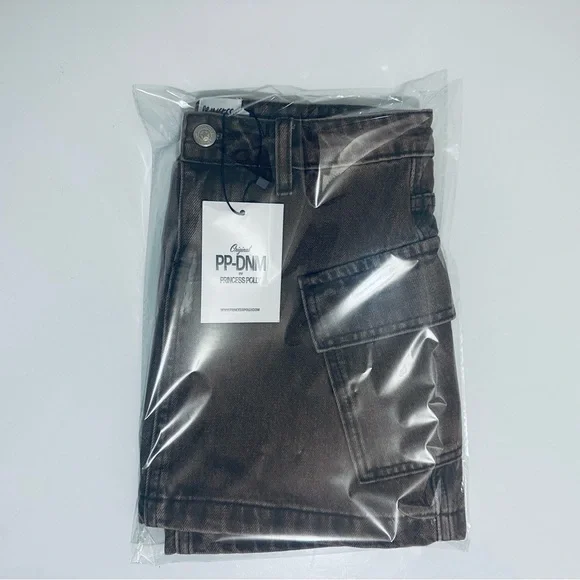 Princess Polly Zakai Cargo Denim Mini Skirt, Brown, Women’s Size 2, NWT - Picture 15 of 16